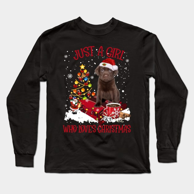 Chocolate Labrador Just A Girl Who Loves Christmas Long Sleeve T-Shirt by Brodrick Arlette Store